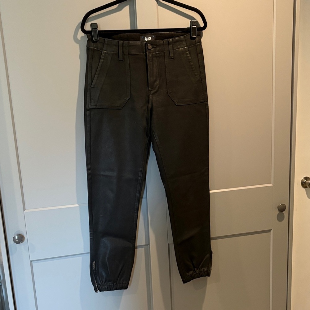 PAIGE Black Coated Utility Joggers